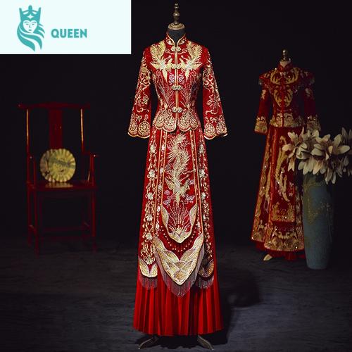 秀禾服2020新款结婚新娘婚纱中式凤冠霞帔嫁衣秀禾显瘦秀和服禾服恋