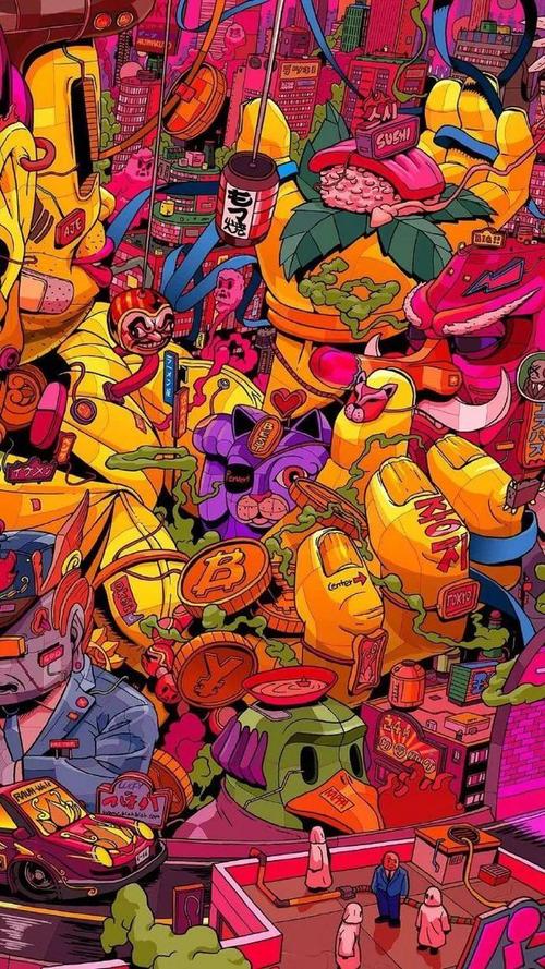 一组怪诞风格插画设计太魔幻啦这色彩和表现力真实相当精彩了