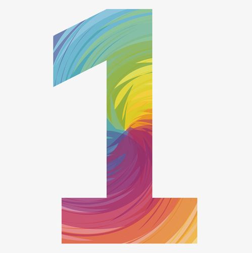 卡通手绘彩色数字1