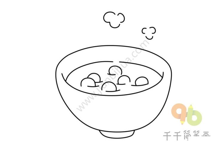 江南特色小吃 酒酿圆子简笔画