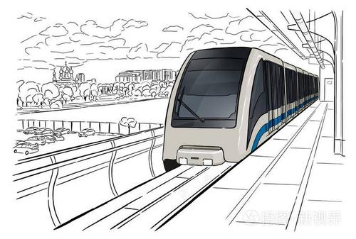 手绘素描莫斯科轻地铁站