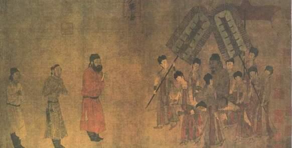 《步辇图》是以贞观十五年(641)吐蕃首领松赞干布与文成公主联姻的