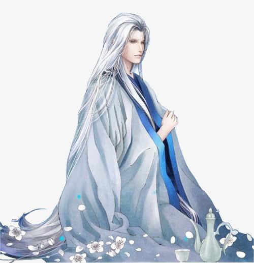 彩绘立绘古装白发男子免抠素材免费下载_觅元素51yuan