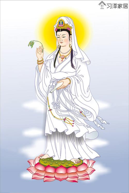 准提菩萨画像观音佛祖南海白衣杨柳子大士净瓶施药观世音画像结缘卷轴