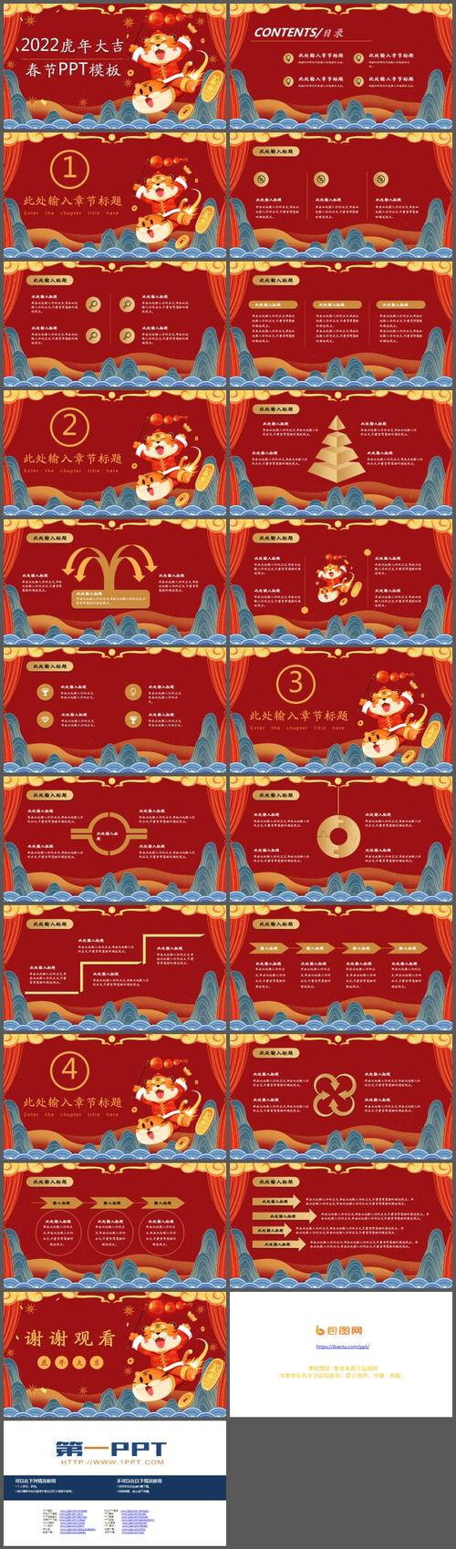 喜庆国潮风2022虎年大吉ppt模板