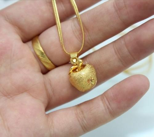 平安夜圣诞礼物送女友实心金苹果吊坠挂件项链镀24k金越南沙金