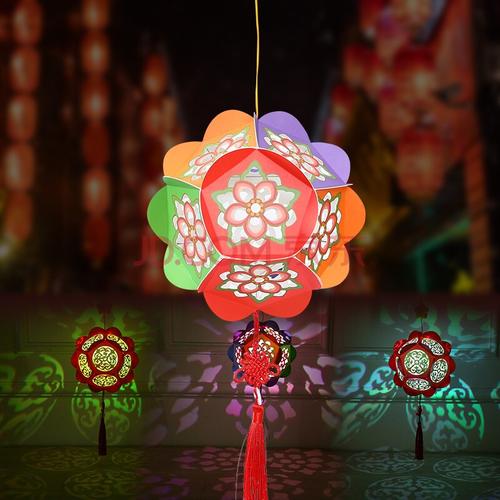 diy儿童纸灯笼卡通发光手提款灯笼猜灯谜国庆节装饰早教幼儿园材料包