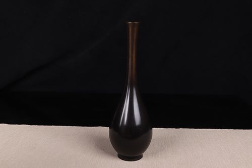 日本花器日本铸铜长颈鹤首瓶铜花瓶日本铸铜工艺经典鹤首瓶器型芳光作