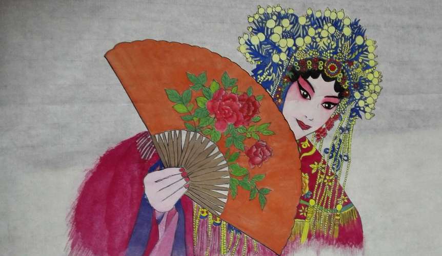 高红专工笔京剧脸谱人物画