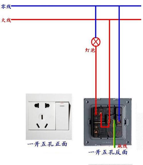五孔插座带灯怎么接线?