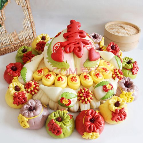 骁熊胶东花饽饽寿桃馒头生日老人中式蛋糕贺寿礼品祝寿馒头面点花馍馍