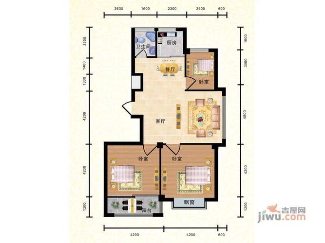 烟台小城怡景g户型图_首付金额_3室2厅2卫_109.5平米 - 吉屋网