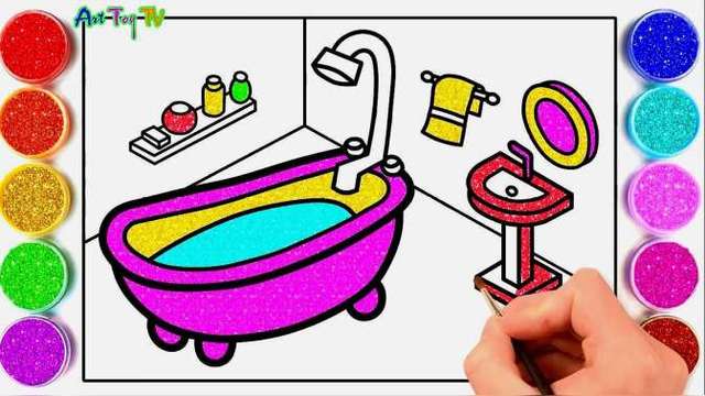 美美哒儿童浴室绘画设计,涂上漂亮的颜色,色彩明快轻松减压!