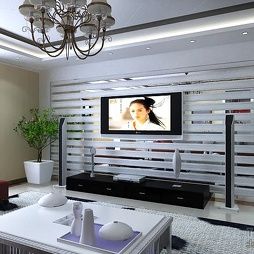 客厅拼镜玻璃电视墙装修效果图