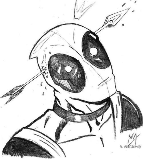 deadpool, merc with a arrow by nikoalecsovich