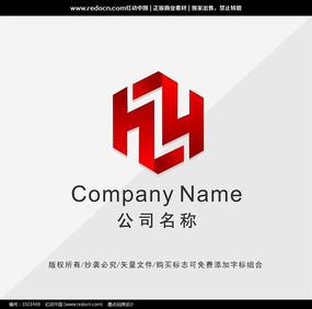橙色蓝色h造形logo设计