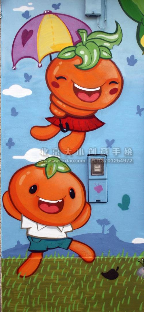 顽皮番茄男孩的家园--卡通外墙手绘墙壁画 墙体彩绘
