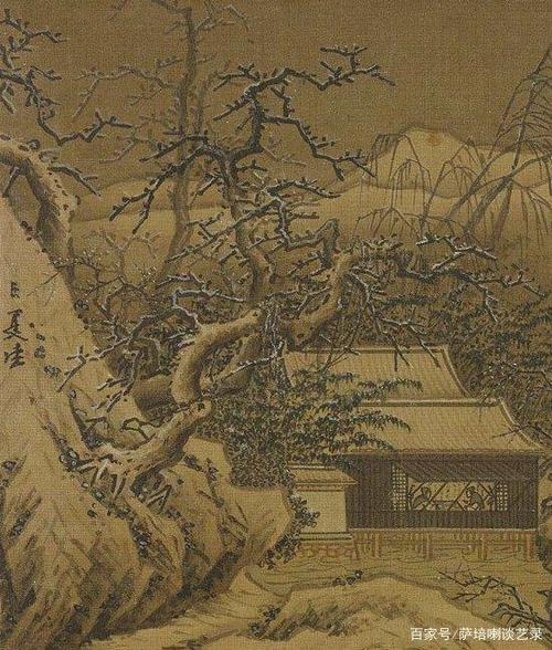 画局部小景,贴近自然风光,南宋画院名家夏圭绘《雪堂客话》