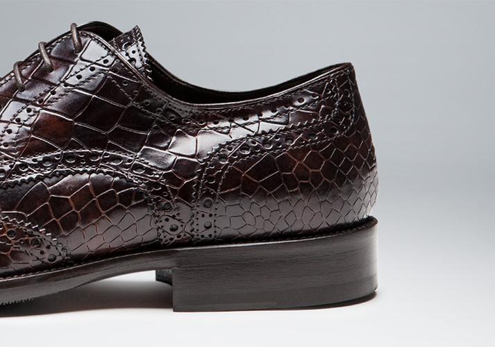 by creations/柏品 男士商务鞋 意大利制造 纯手工 鳄鱼皮纹正装皮鞋