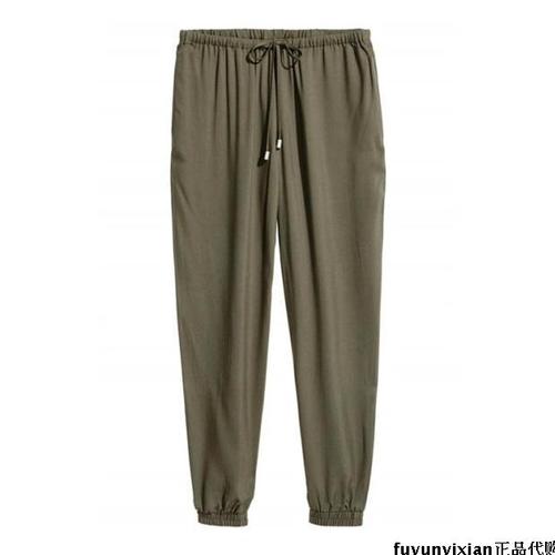新款正品hm女装抽绳系带运动裤子休闲裤长裤收口裤收脚裤哈伦裤