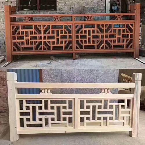 东阳木雕中式花格栅仿古实木护栏扶手酒店木楼梯阳台走廊寺庙栏杆