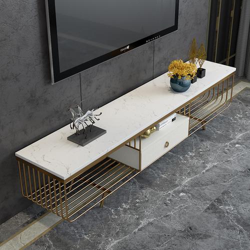 购客北欧网红大理石台面电视柜客厅背景抽屉柜现代简约轻奢铁艺地柜