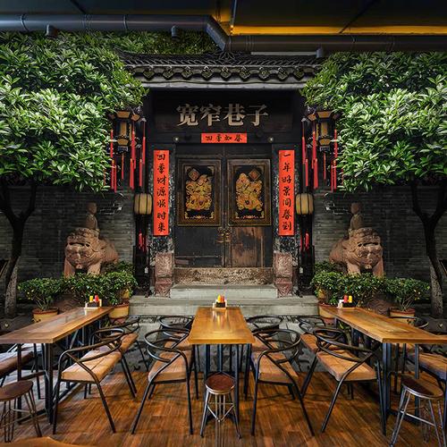 复古四川成都重庆宽窄巷子壁纸串串香烧烤火锅餐厅饭店背景墙纸