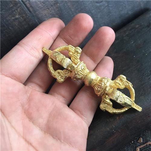 西藏直发尼泊尔纯铜鎏金四股 金刚杵 降魔杵 配件