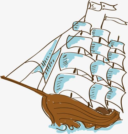 手绘卡通帆船