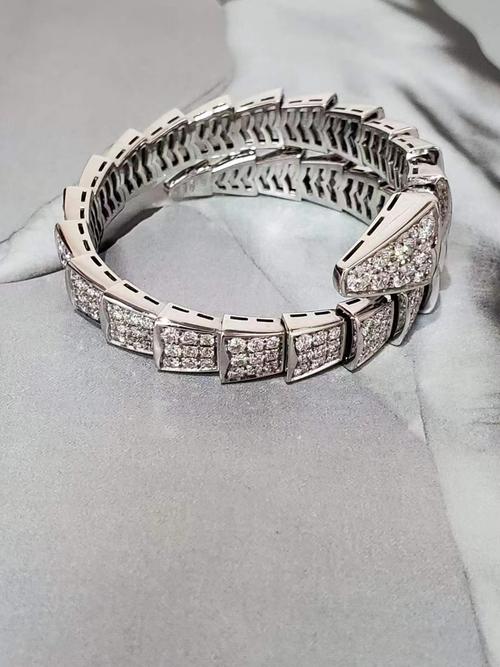 bvlgari宝格丽serpenti系列18k白金满钻蛇形手镯99新1617号二手