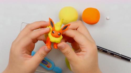 手工粘土diy:彩泥黏土制作精灵宝可梦伊布火精灵