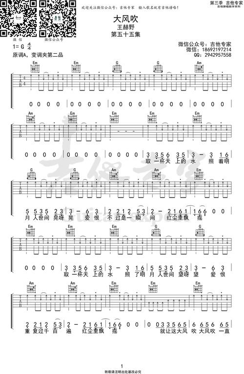 舒家吉他谱 吉他谱 大风吹吉他谱,王赫野的一首网络爆火歌曲,大风吹