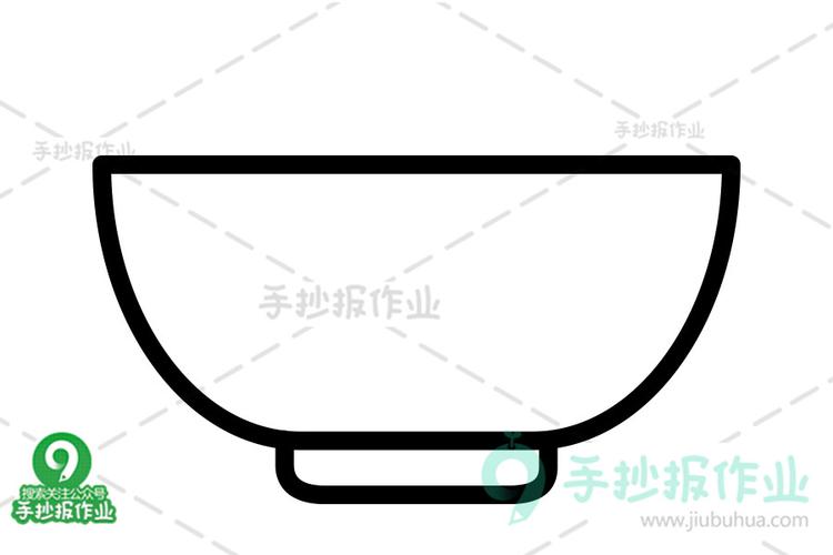 简笔画 专辑 厨具简笔画 红色陶瓷碗简笔画 给瓷碗涂上颜色,再用白色