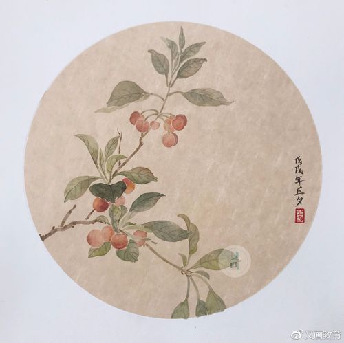 国画临摹樱桃