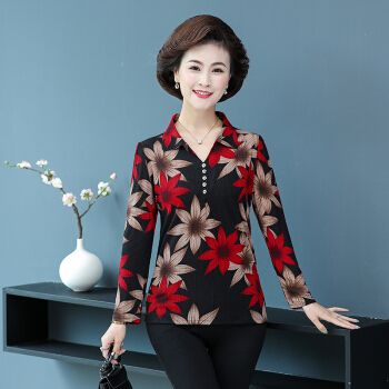 40岁女人 洋气,40岁女人 微信 秋装长袖t恤洋气大码上衣服40岁50中老年人女春秋打底衫漂亮女人穿的