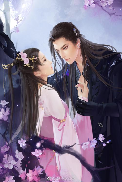 古风 美男 仕女,插画绘画 壁纸封面 水彩 手绘〔 古风情侣