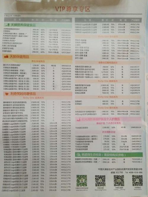 天狮产品价目表天狮保健品2017年7月最新版本正品官方价格表