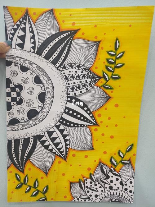 线描向日葵_线描_向日葵_创意美术_少儿创意美术_文化