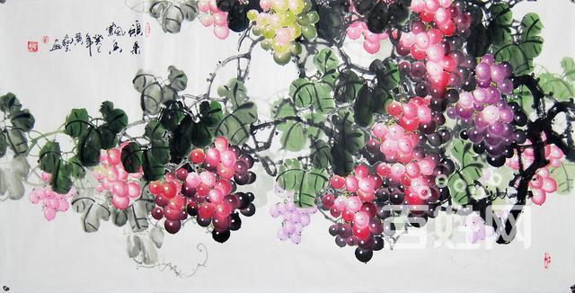 国画家黄艺老师四尺整张葡萄作品送礼收藏装饰