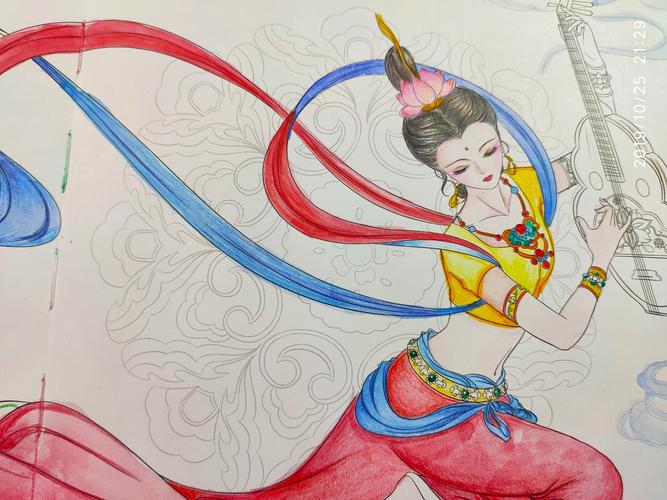 古风涂色书敦煌飞天114含步骤