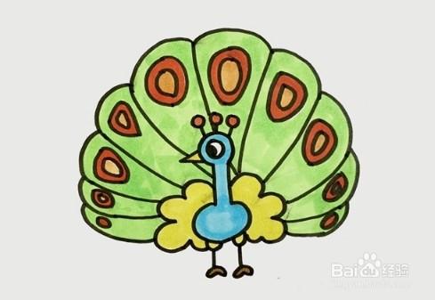 简笔画系列-怎样画一只美丽的孔雀