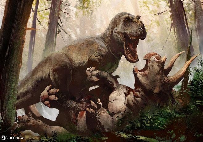 万丈高楼平地起 sideshow 霸王龙大战三角龙绘制过程分享兵人在线