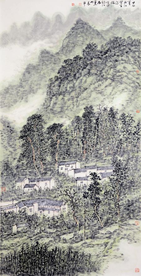 田园墨韵等画家-蔡长平 丽江写生 137x68cm-文翰艺术馆