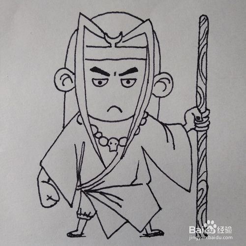 怎么画水浒传中的英勇神武的武松卡通简笔画