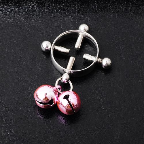 热销无穿孔 可调节 彩色铃铛不锈钢铃铛穿刺饰品乳环 电镀乳环夹