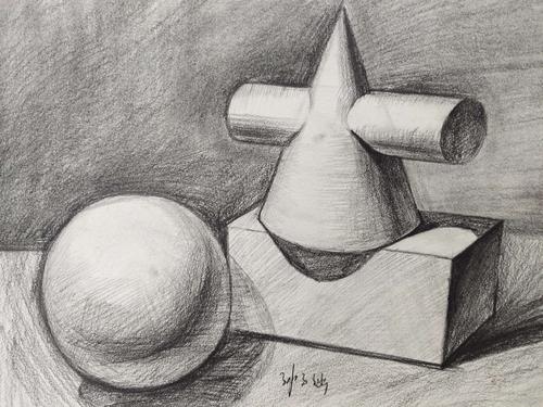 11.3丹尼斯校区学院素描班周六下午《素描静物/几何体练习》