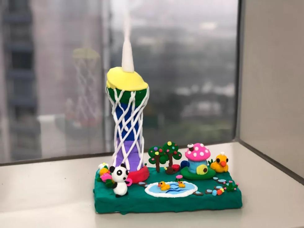 彩泥手工作品:花城之光,绿动广州