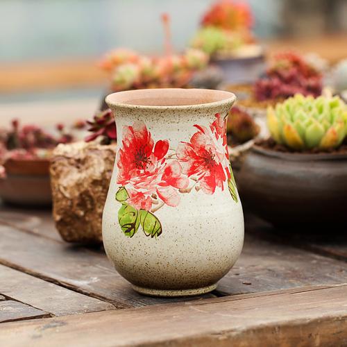 多肉植物花盆 陶瓷批发创意个性手绘高盆粗陶手工中国风做旧