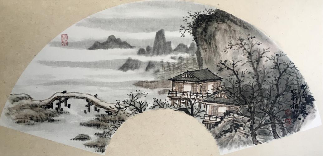 盛夏清风——吴柏戊戌扇形山水小品新作