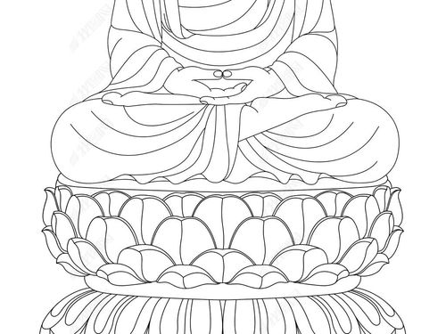 高清大图释迦牟尼佛线勾白描线描图